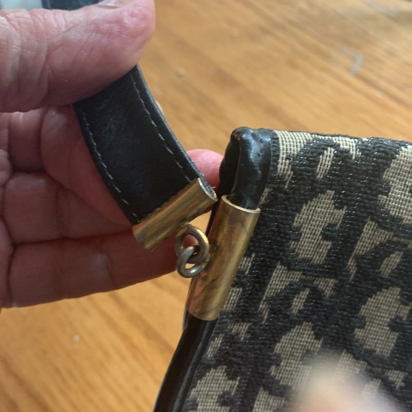 Vintage Christian Dior Trotter Canvas Leather Trim Shoulder Bag. Made in France - Picture 8 of 8